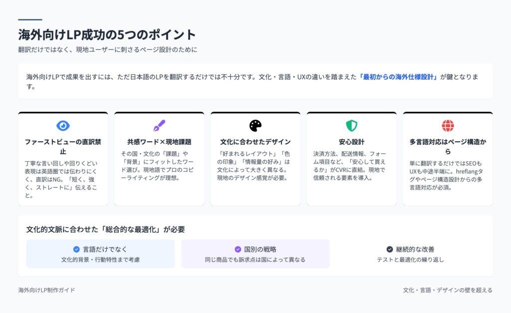 海外向けLPで成果を出す5つの重要ポイントのまとめ